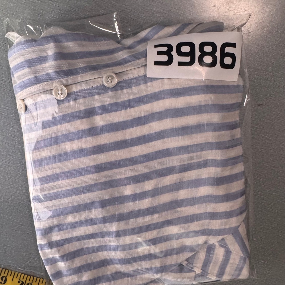 Veronica Beard Blue White Striped Linen Silk Flutter Sleeve Peplum Top 8 - Picture 9 of 9